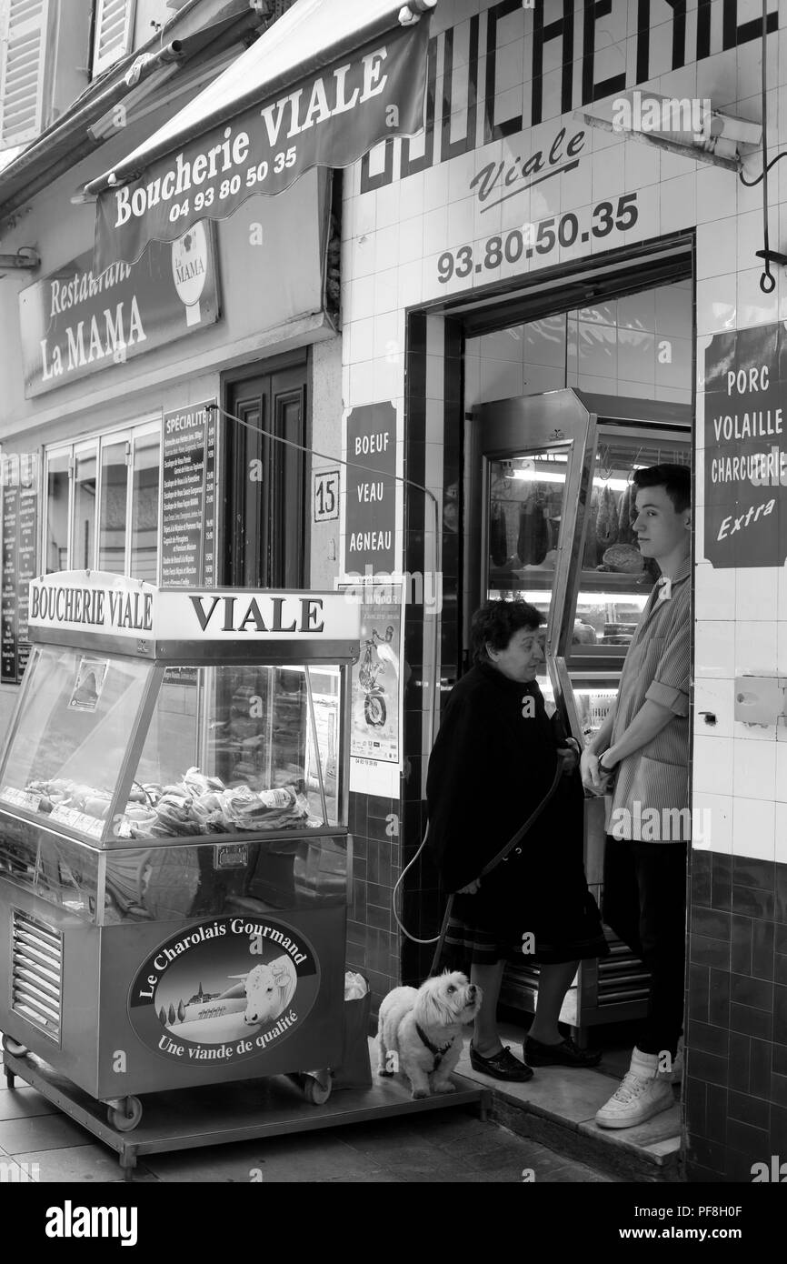 Boucherie dans la vieille ville, Nice, Côte d'Azur, d'Azur, Alpes Maritimes, PACA, France Banque D'Images