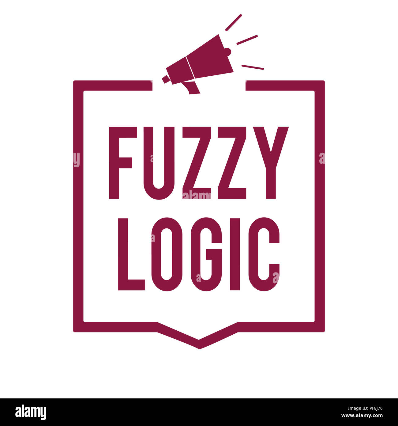 Signe texte montrant la logique floue. Photo conceptuelle des chèques pour mesure de saleté et de graisse quantité de savon et d'eau haut-parleur mégaphone communautés purple Banque D'Images