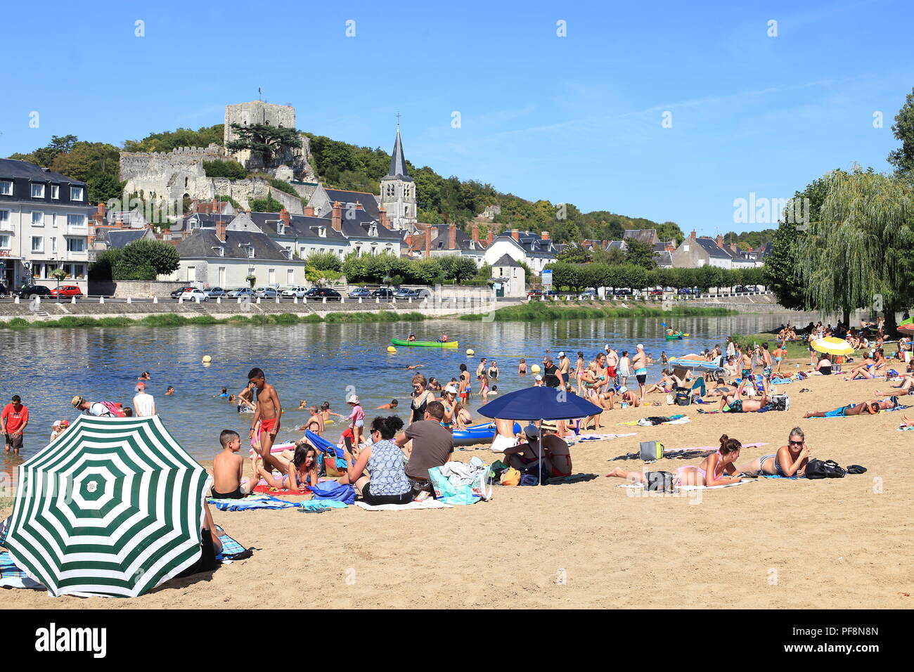 Plage de Montrichard sur le Cher, Loir et Cher, 41, Région Centre Banque D'Images