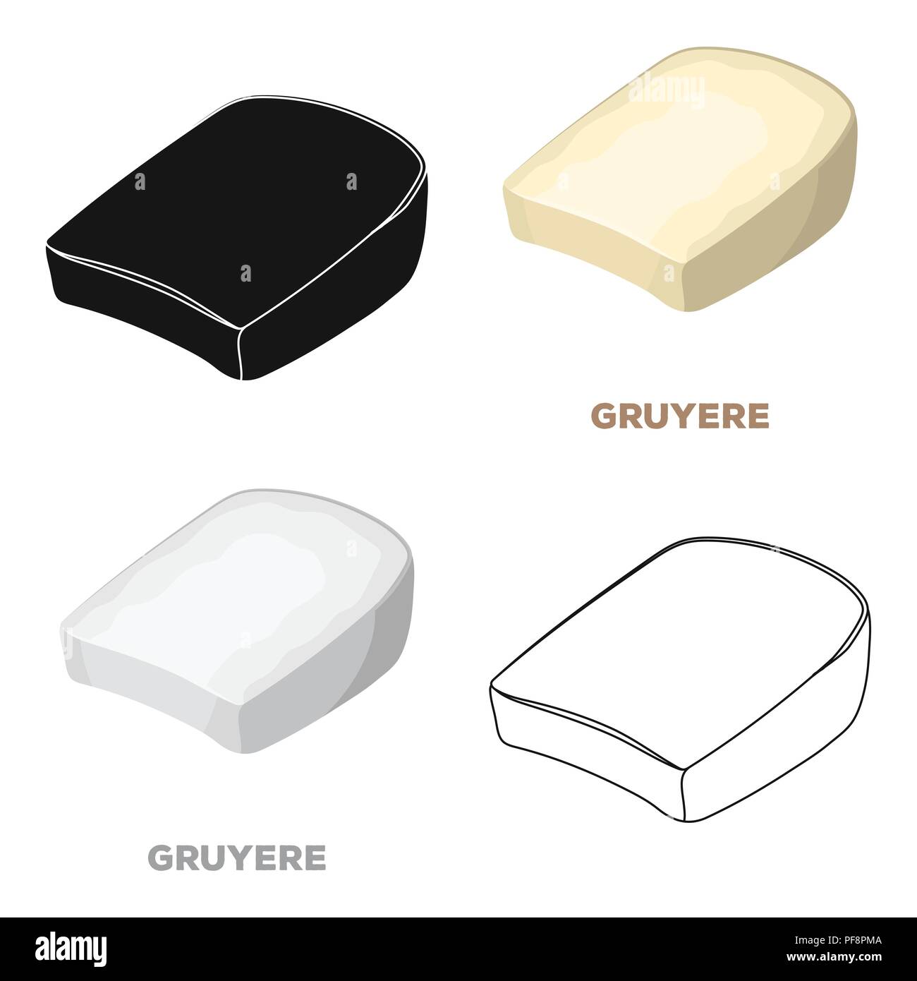 Gruyere.Différents types de fromage simple icône dans cartoon style symbole vecteur illustration de stock . Illustration de Vecteur