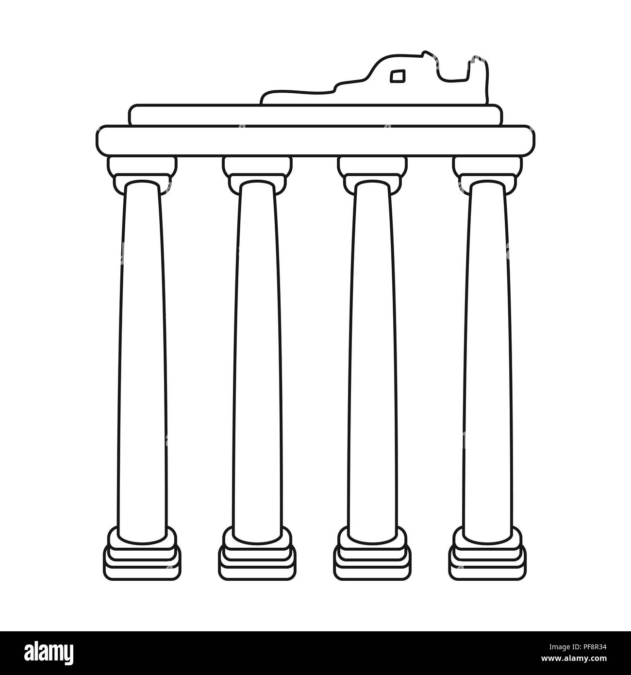 Ruines turques dans l'icône de style contour isolé sur fond blanc. Illustration vecteur symbole de la Turquie. Illustration de Vecteur