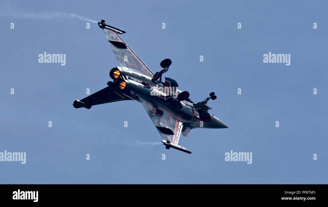 Le Dassault Rafale (prononciation : ​ ʁAFAL *], qui signifie littéralement 'coup de vent' et 'explosion de feu' affichant à Cosford RAF air 2018 Banque D'Images