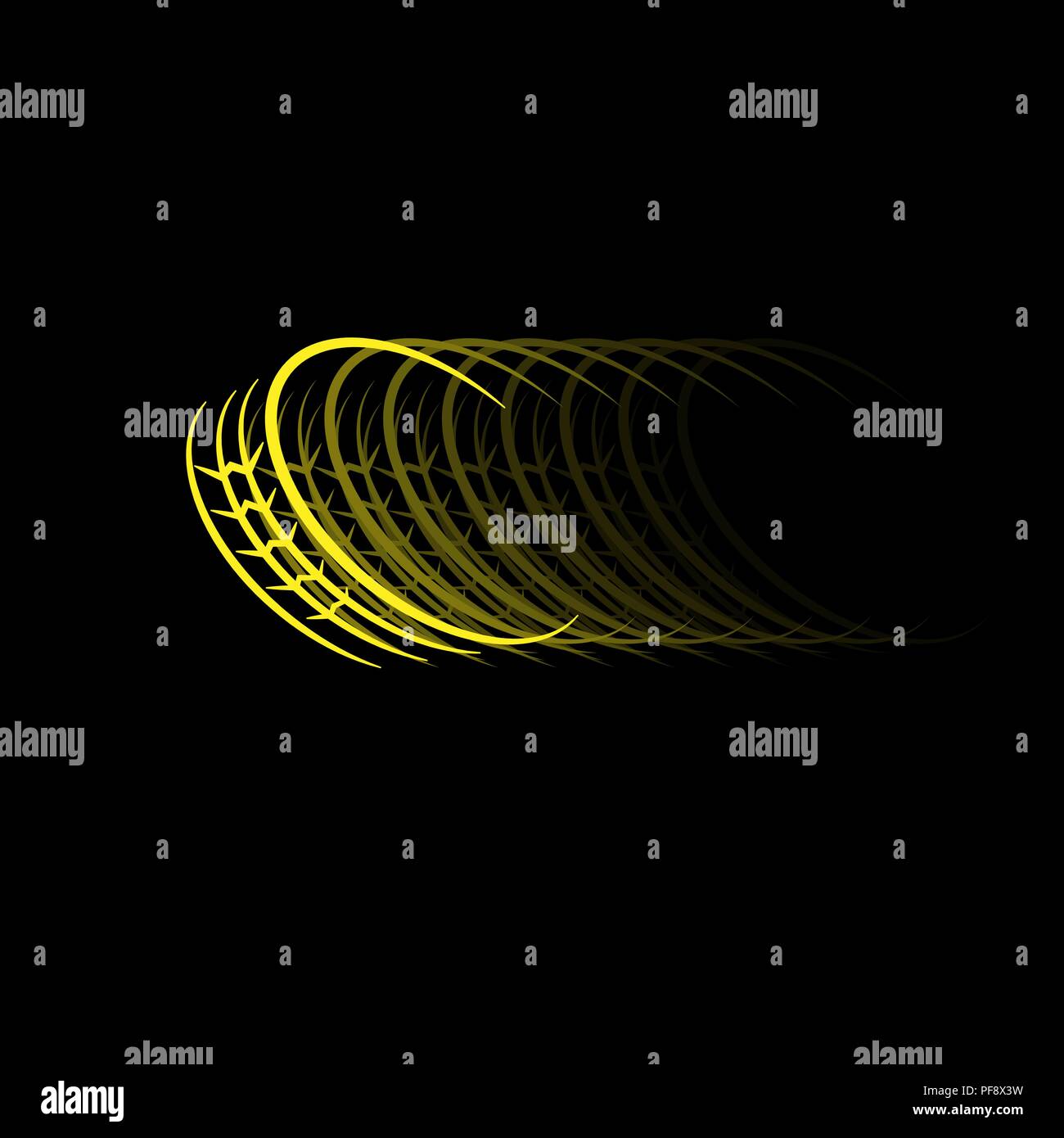 Roue de voiture jaune d'ossature isolé sur fond noir Illustration de Vecteur