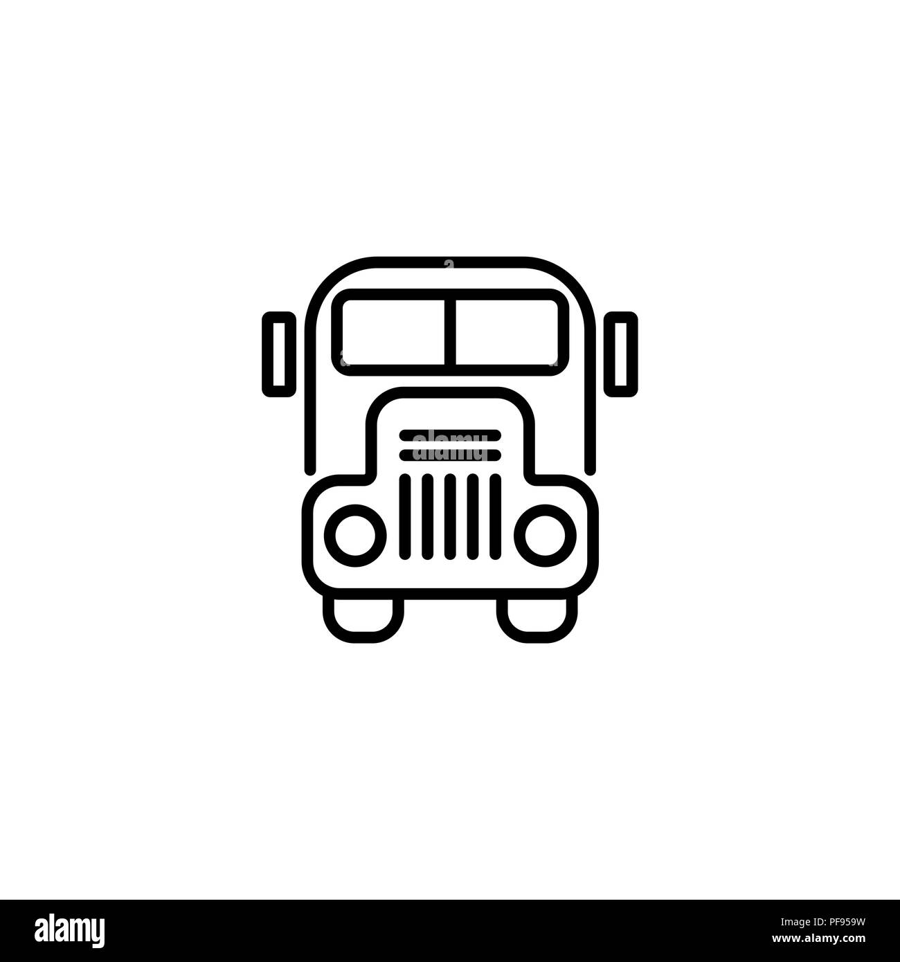 L'icône de la ligne web. School bus noir sur fond blanc Illustration de Vecteur