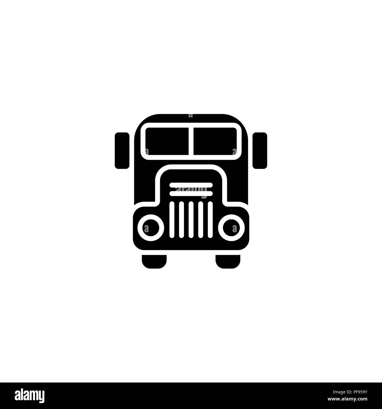 L'icône Web. School bus noir sur fond blanc Illustration de Vecteur