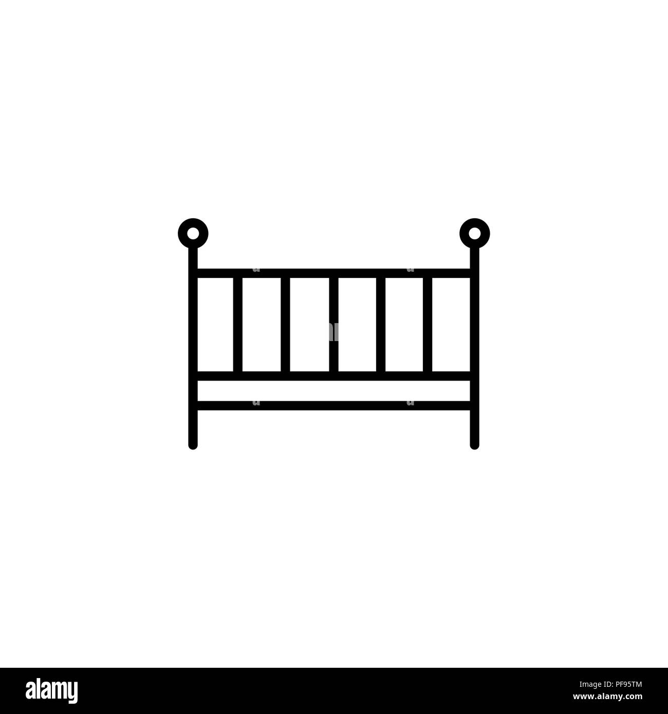L'icône de la ligne web. Lit-bébé noir sur fond blanc Illustration de Vecteur