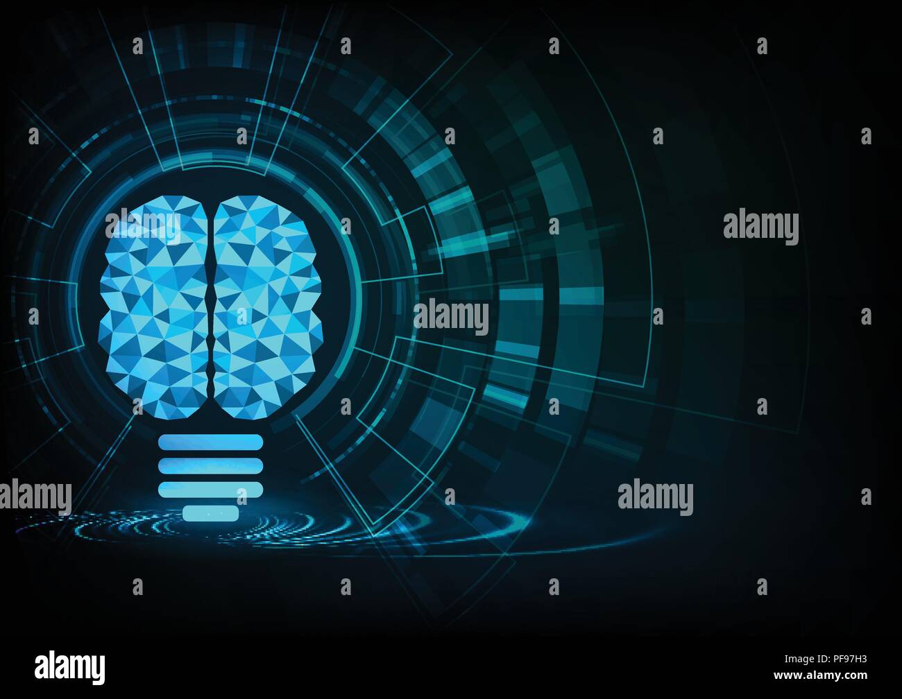 L'intelligence artificielle (IA) animation concept , l'apprentissage en profondeur des technologies informatiques modernes avec résumé l'intelligence artificielle cerveau sur cir imprimé Illustration de Vecteur