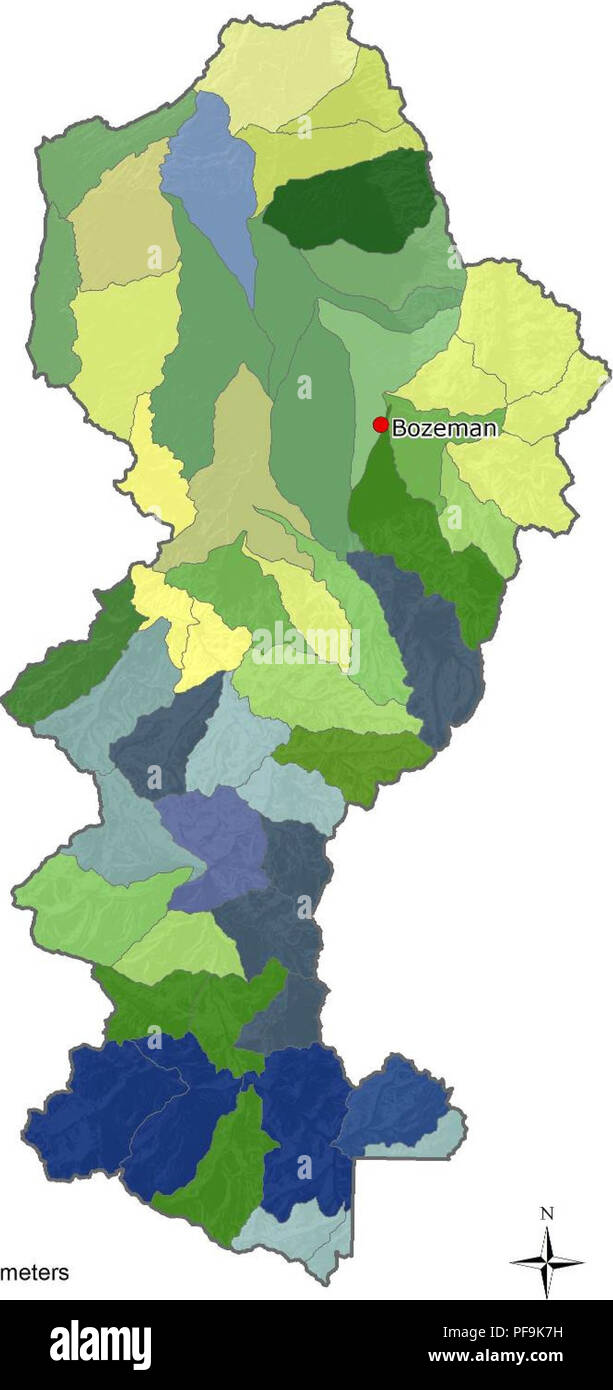 . Le sud-ouest du Montana Évaluation des zones humides : l'élaboration d'une stratégie d'évaluation et de suivi de l'état de Montana. Les zones humides ; l'écologie des milieux humides ; la gestion des zones humides. Bassin versant de la rivière Gallatin acres de terres humides palustres dans les terres publiques 0-25 26-75 76-125 126-250 251-400 | 401-931 | 1020 J'ai milles 05 10 20 30 40. Je Kilomètres Figure G-ll. Acres de terres humides palustres par sur les terres publiques par sixième unité hydrologique code dans le bassin hydrographique de la rivière Gallatin. Annexe G -11. Veuillez noter que ces images sont extraites de la page numérisée des images qui peuvent avoir été retouchées numériquement pour plus de lisibilité - coloratio Banque D'Images