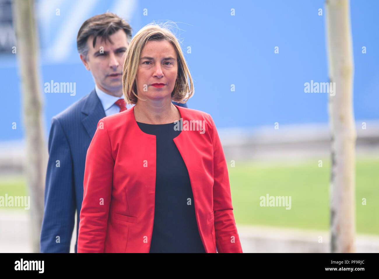12.07.2018. Bruxelles, Belgique. Federica Mogherini, Haut Représentant de l'Union européenne, les dirigeants du monde lors du sommet de l'OTAN sont arrivés à 2018. Les dirigeants du monde sont Banque D'Images