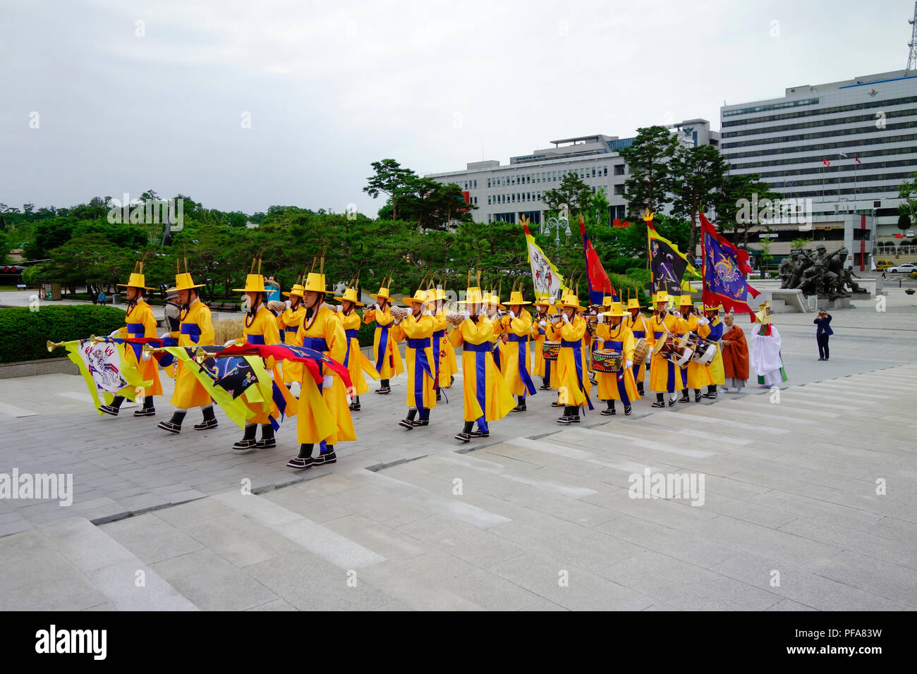 Une garde d'honneur de la Corée du Sud traditionnelle cérémonie au