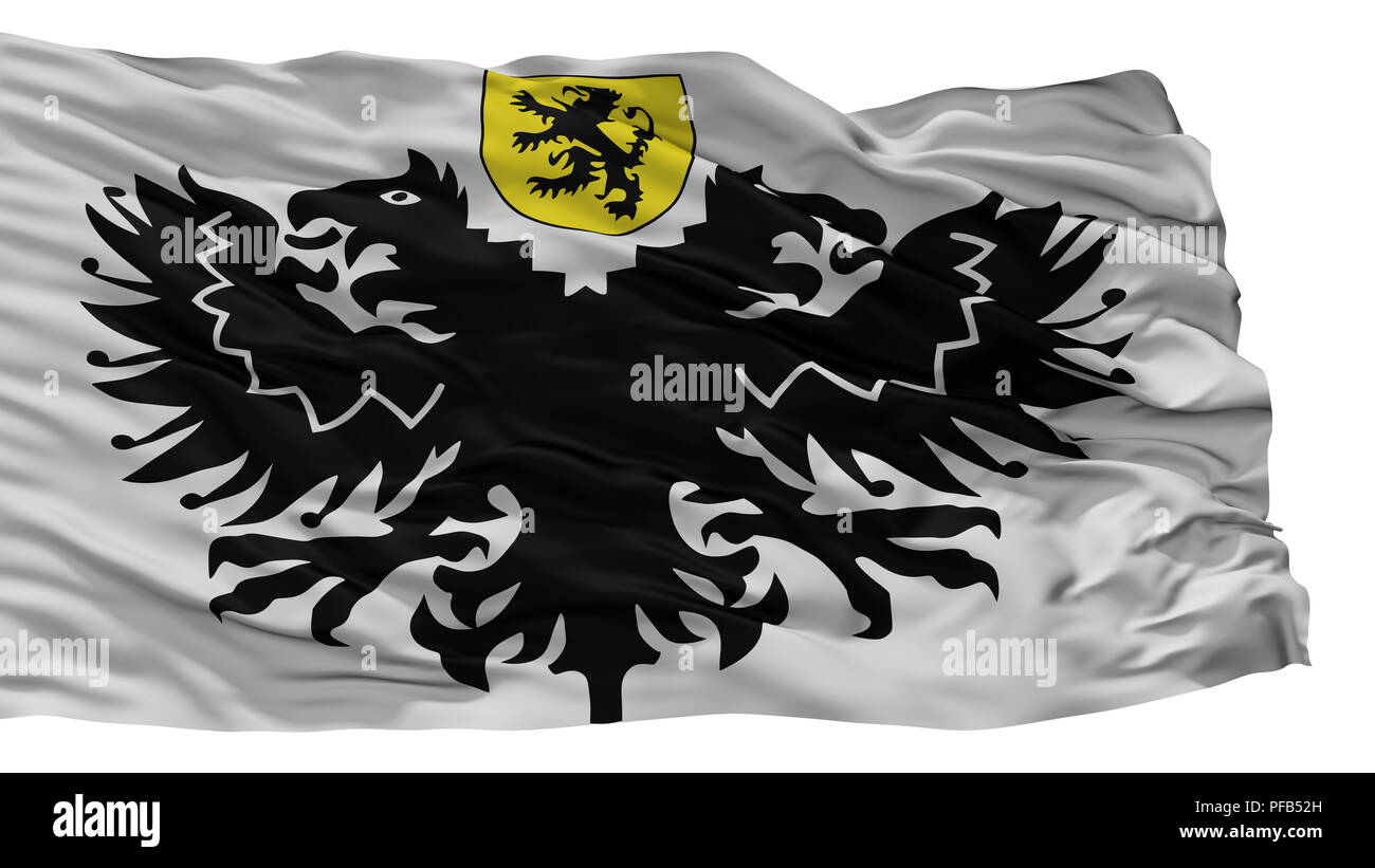 Lo Reninge Ville Drapeau, Belgique, isolé sur fond blanc Banque D'Images