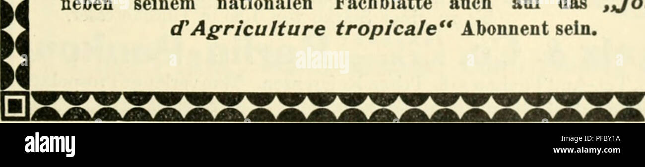 *Der Tropenpflanzer* est une revue dédiée à l’agriculture tropicale, axée sur les cultures et les techniques agricoles dans les colonies africaines allemandes. Il fournit des informations utiles pour les colons et les agriculteurs des régions tropicales, couvrant diverses cultures et leurs méthodes de culture. Banque D'Images