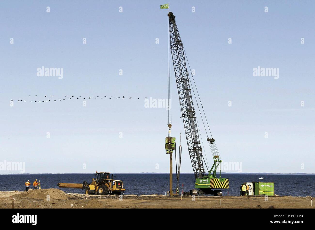 La Russie. Août 21, 2018. Les activités de construction pour les 82 kilomètres du secteur allemand du gazoduc Nord Stream a commencé le 15 avril lorsque la première feuille pieux ont été enfoncés dans le sol sur le site de construction à Lubmin. Credit : Nord Stream AG/Fédération de regarder/ZUMA/Alamy Fil Live News Banque D'Images