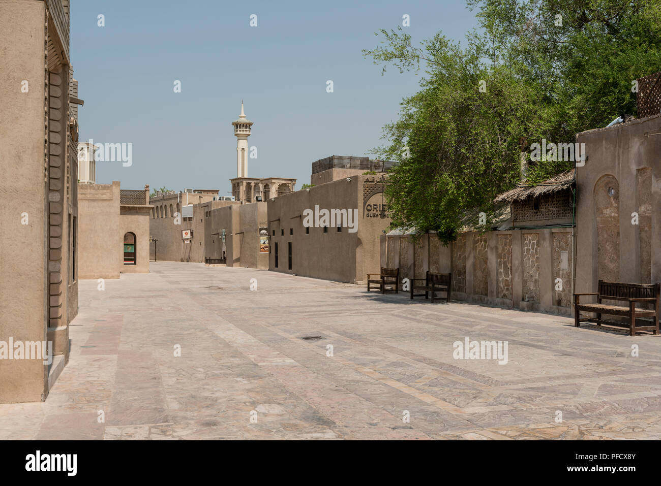 Al Fahidi quartier historique, également connu sous le nom de Al Bastakiya, à Dubaï, aux Emirats Arabes Unis. Banque D'Images