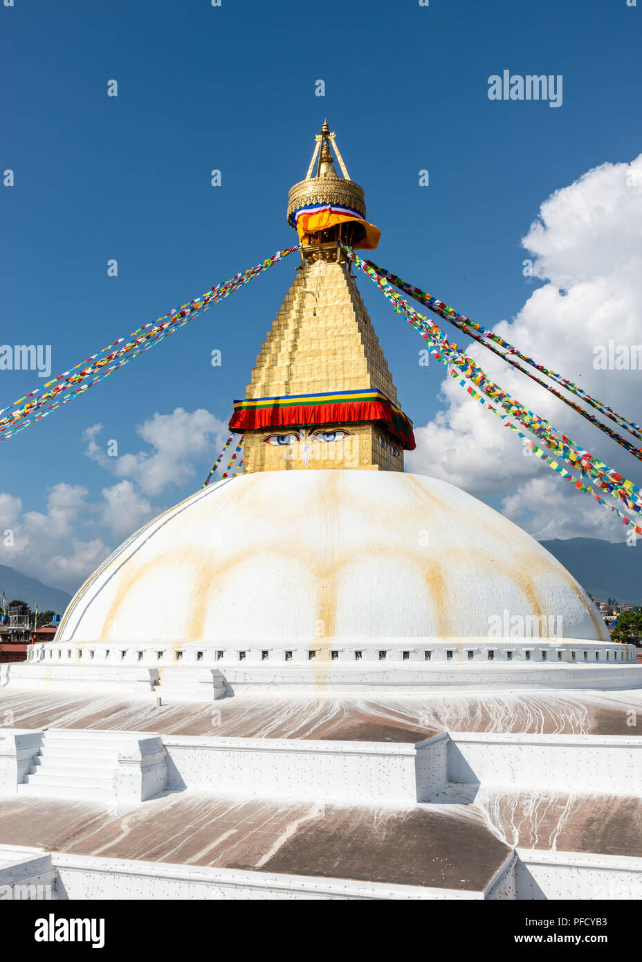 Stupa Boudhanath à Katmandou, Népal Banque D'Images