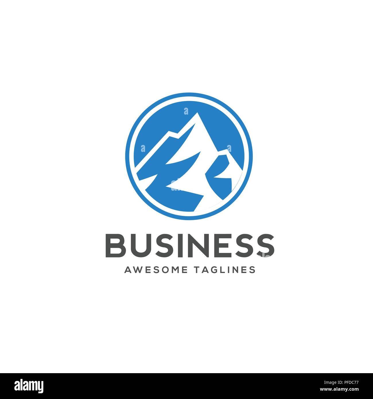 Logo Icône Blue Mountain Business Template Vector, montagne en ligne circle logo Vector Illustration de Vecteur