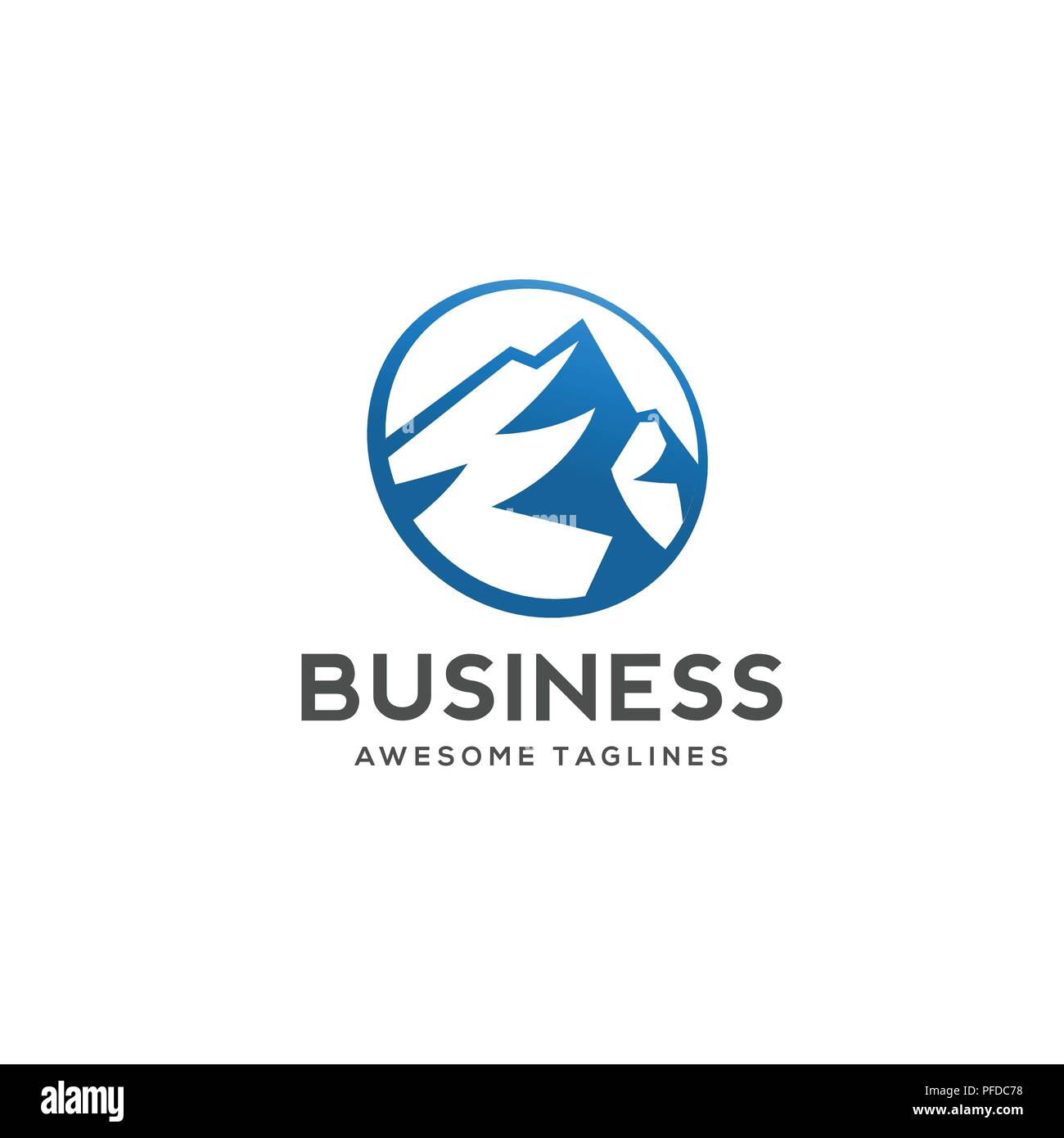 Logo Icône Blue Mountain Business Template Vector, montagne en ligne circle logo Vector Illustration de Vecteur