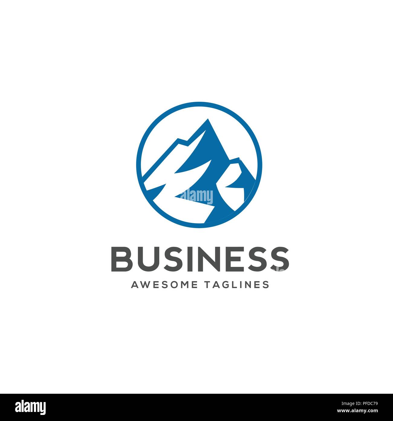 Logo Icône Blue Mountain Business Template Vector, montagne en ligne circle logo Vector Illustration de Vecteur