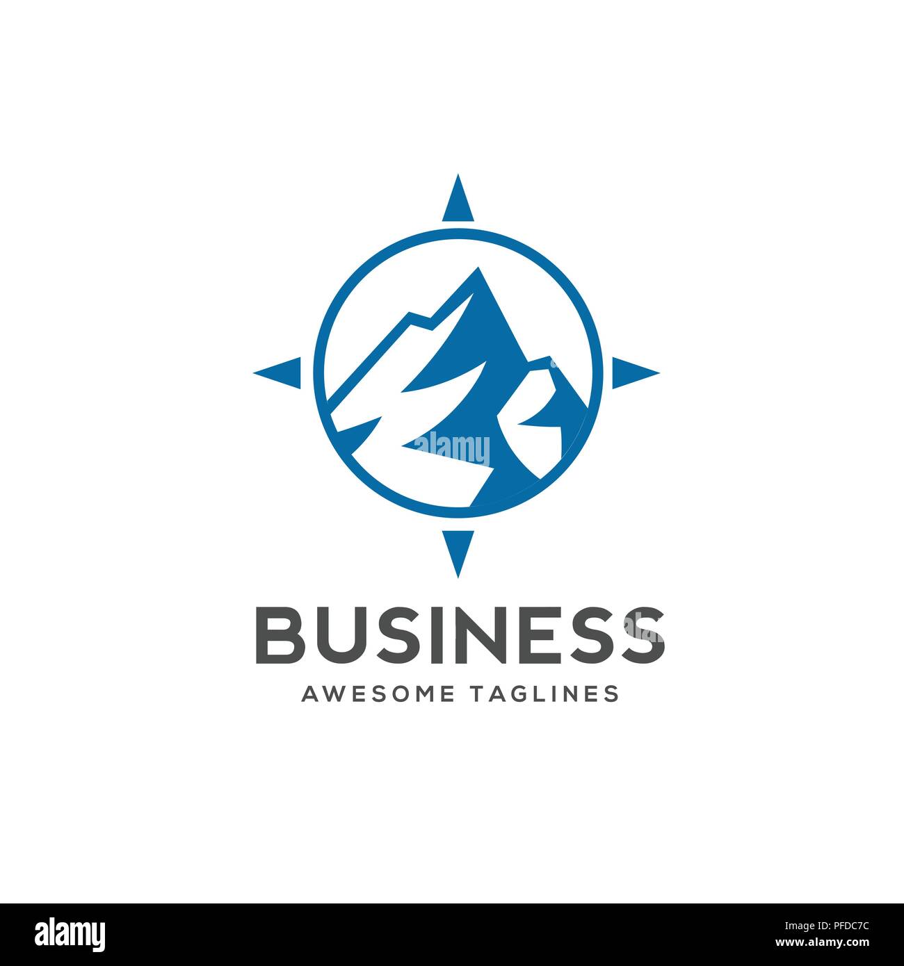 Logo Icône Blue Mountain Business Template Vector, montagne en ligne circle logo Vector Illustration de Vecteur