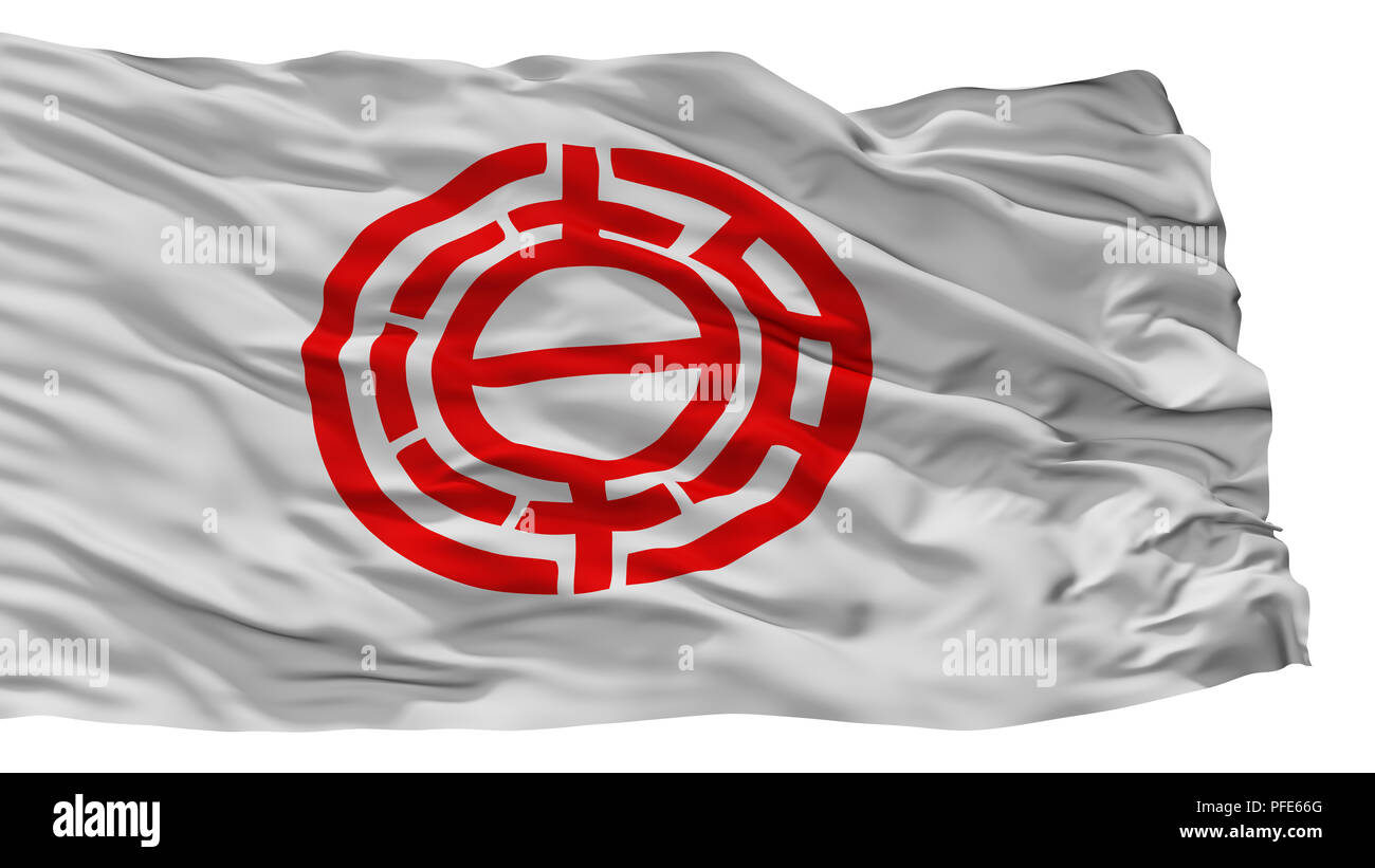 Yashio Ville Drapeau, Japon, Préfecture de Saitama, isolé sur fond blanc Banque D'Images