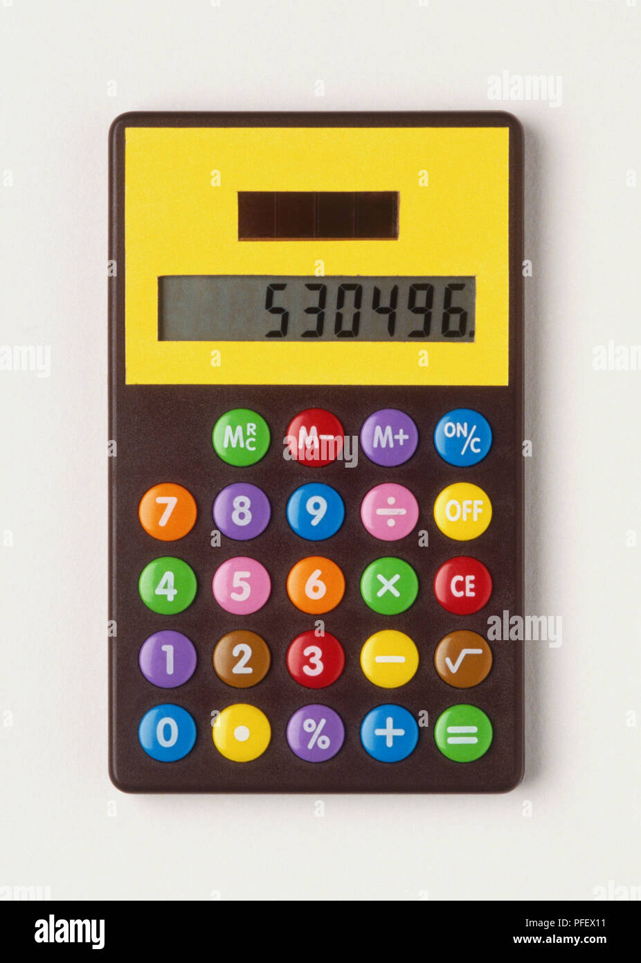 Calculatrice de poche avec des boutons colorés Banque D'Images