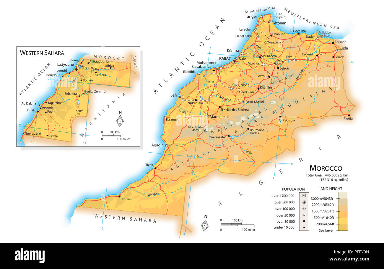 Carte du Maroc Banque D'Images