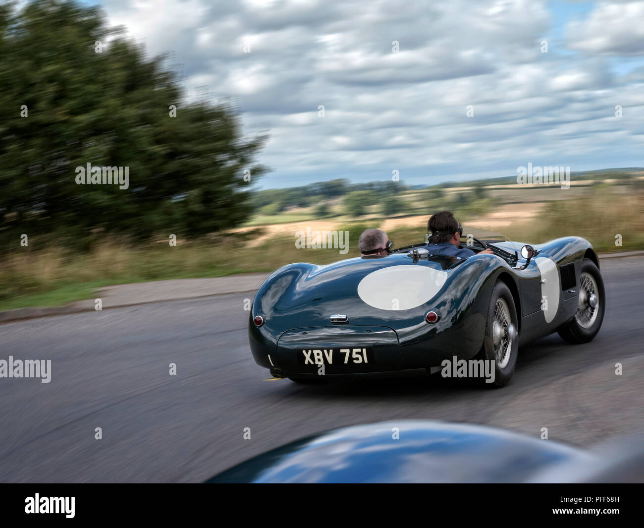 1950 Jaguar C Type.Les loisirs de la conduite sur route de campagne UK Banque D'Images