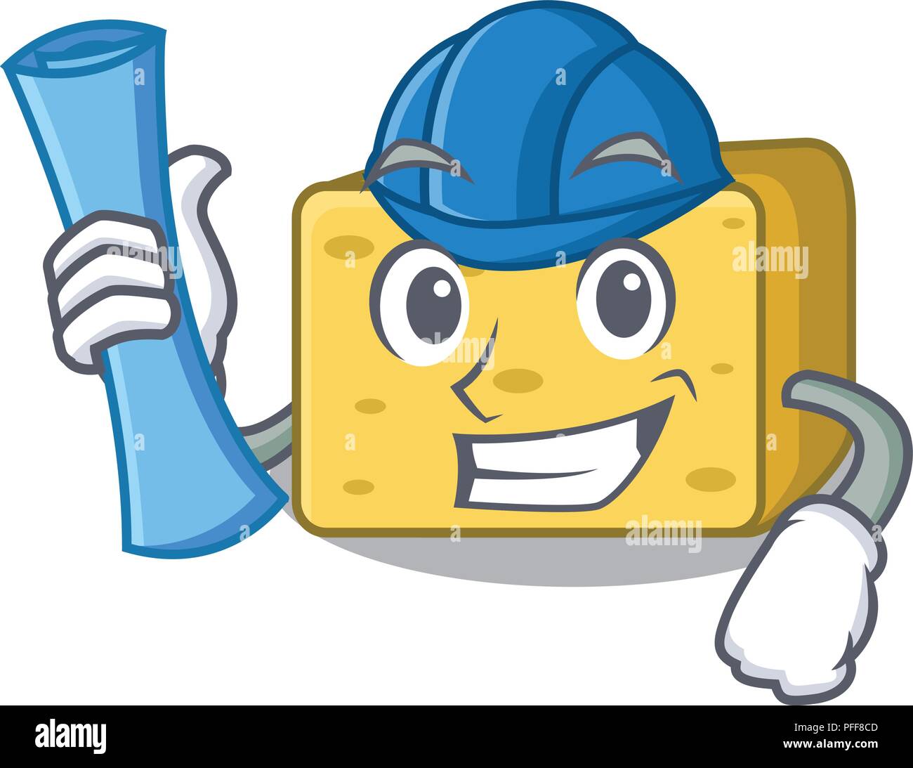 Fromage de gouda frais caractère architecte Illustration de Vecteur