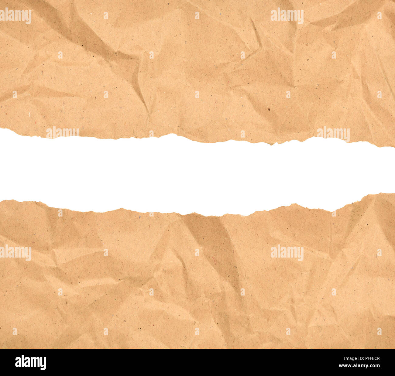 Brown paper coupé en deux isolated over white background Banque D'Images