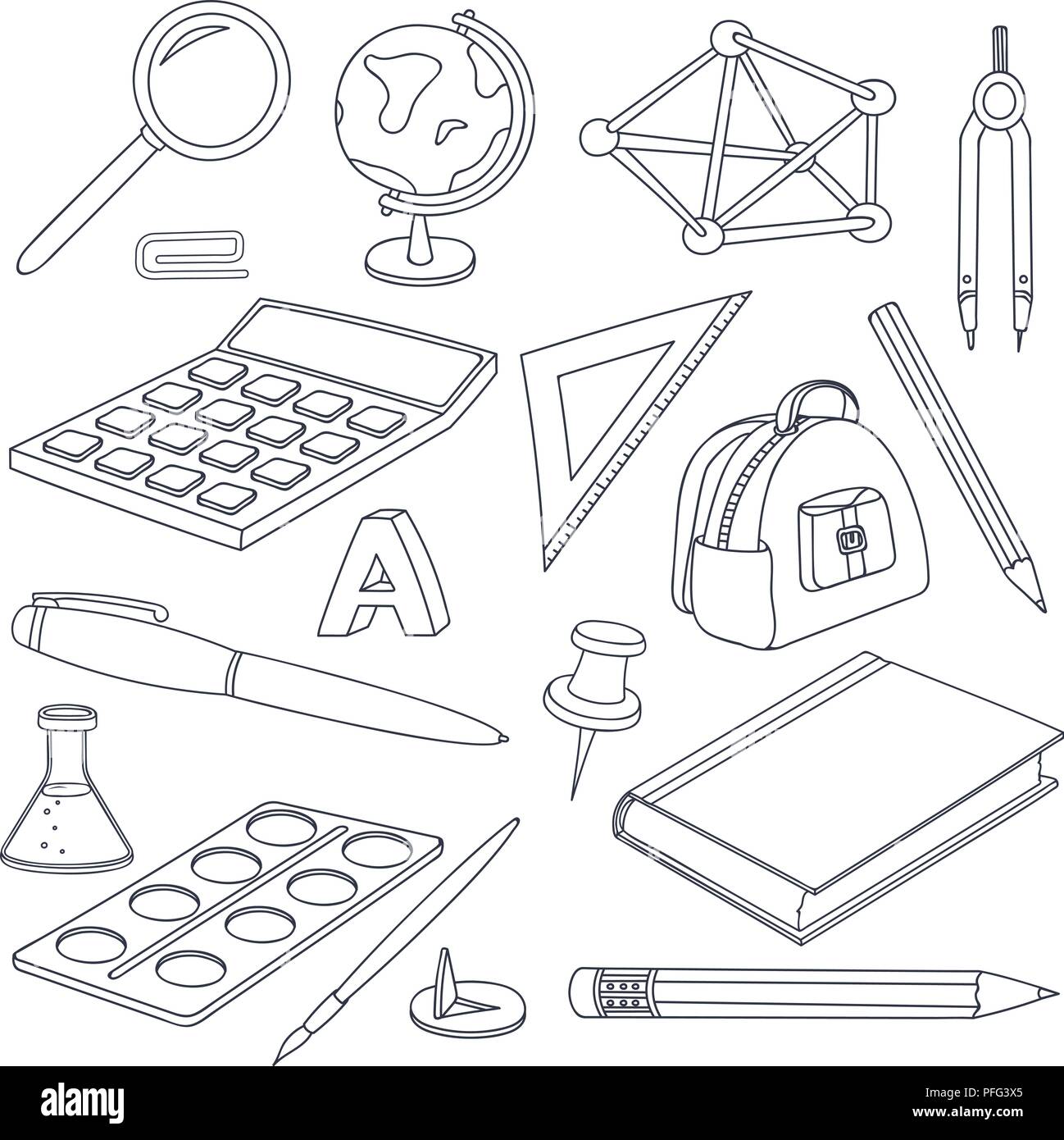 Doodle hand draw school tools Banque de photographies et d'images à haute  résolution - Alamy