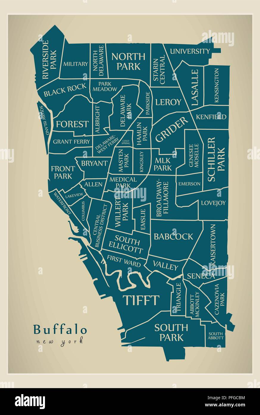 Plan De La Ville Moderne Buffalo New York City De L USA Par Les Plan De La Ville Moderne Buffalo New York City De L Usa Par Les Quartiers Et Les Titres Pfgcbm