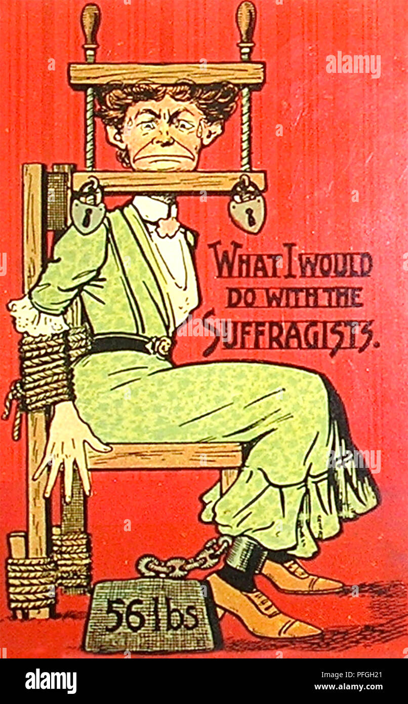 ANTI-américain sur 1908 caricature des suffragettes Banque D'Images