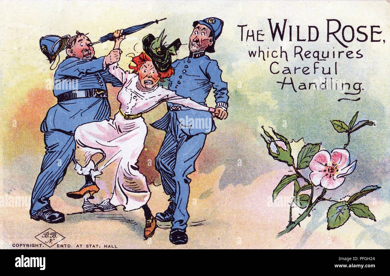 ANTI-britannique vers 1905 carte postale des suffragettes Banque D'Images
