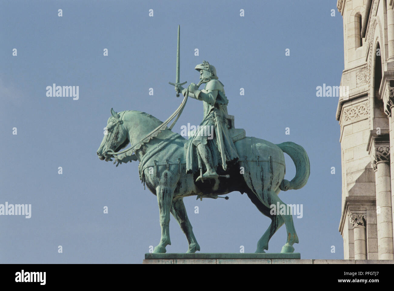 France, Paris, 19e siècle bronze statue équestre de Jeanne d'Arc Banque D'Images