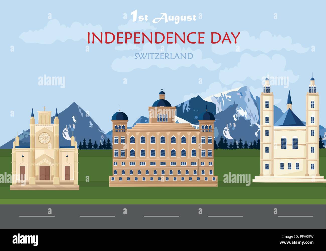 Date de l'indépendance de la Suisse. 1er août Fête nationale suisse illustration d'arrière-plan Illustration de Vecteur