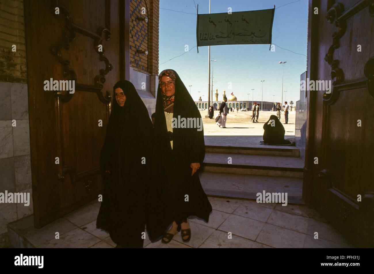 L'entrée du lieu de culte islamiques chiites à Karbala Banque D'Images