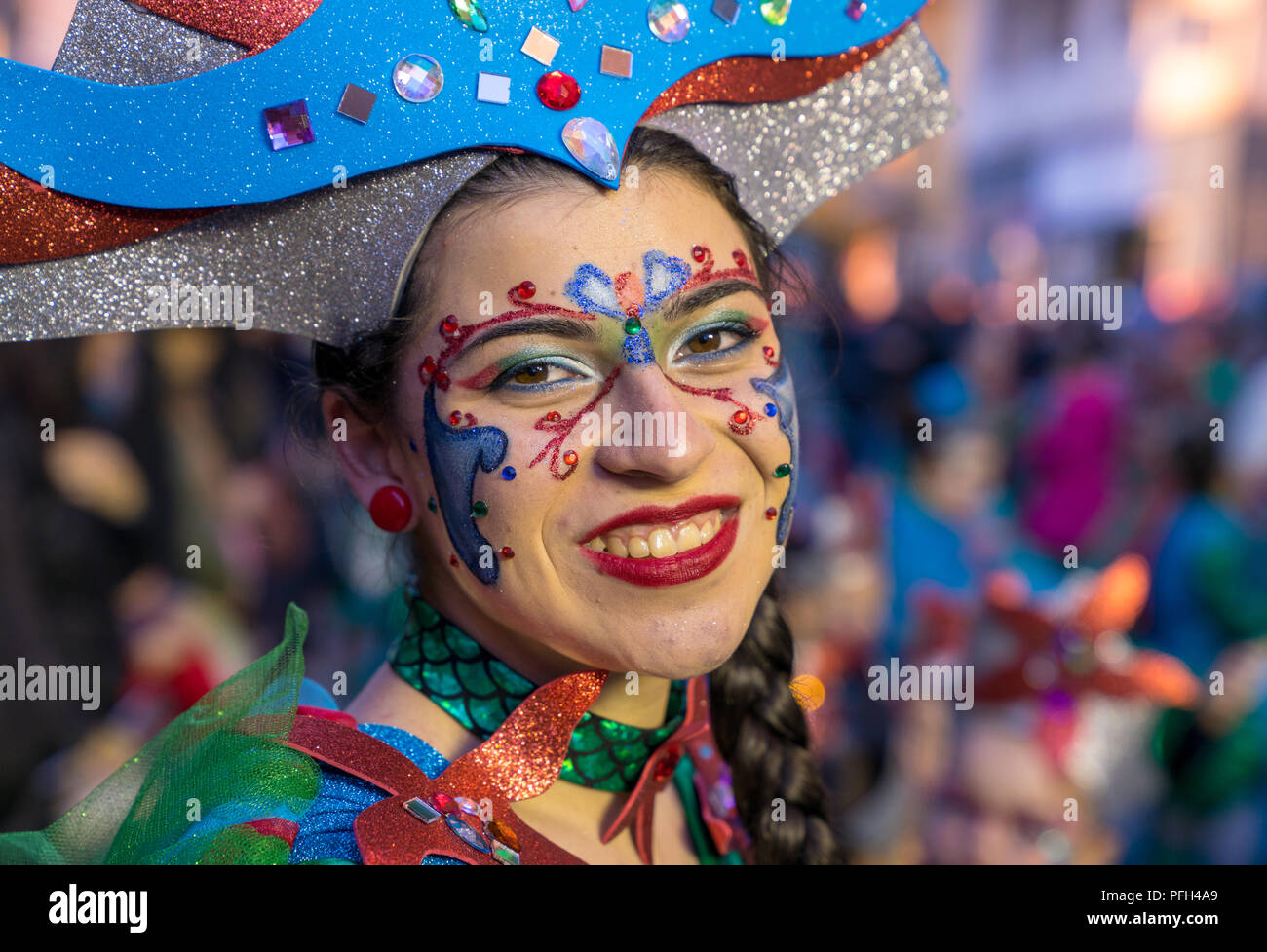 Sciacca, Agrigento, Italie, janvier 2018. Les participants au carnaval haut en couleurs qui a lieu chaque année à Sciacca, Sicile Banque D'Images