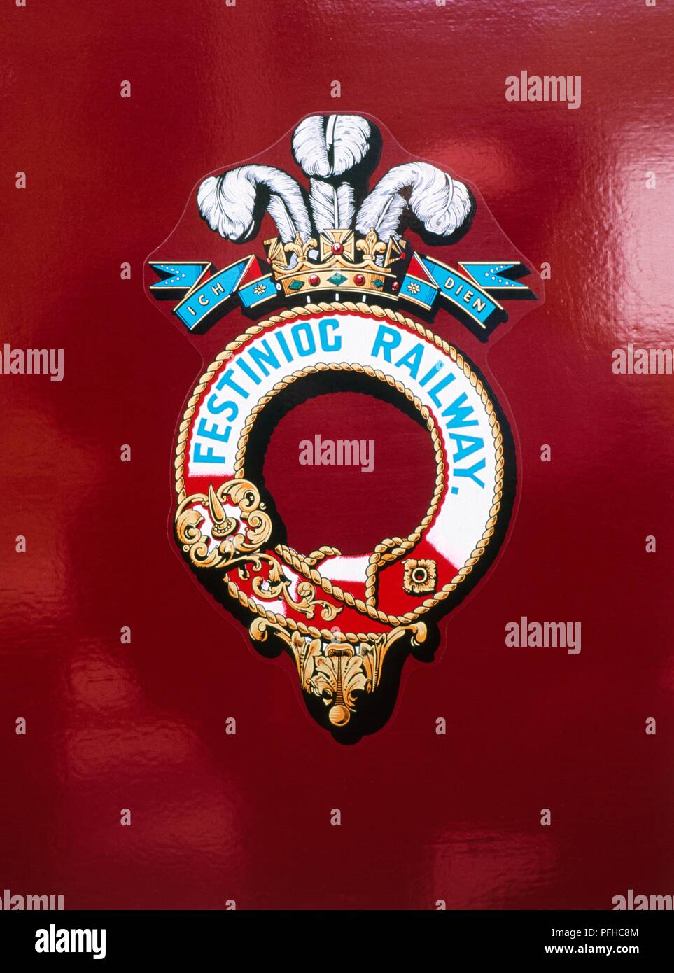 La Grande-Bretagne, pays de Galles, de la plaque moteur avec fer Ffestiniog Prince of Wales's Crest Banque D'Images