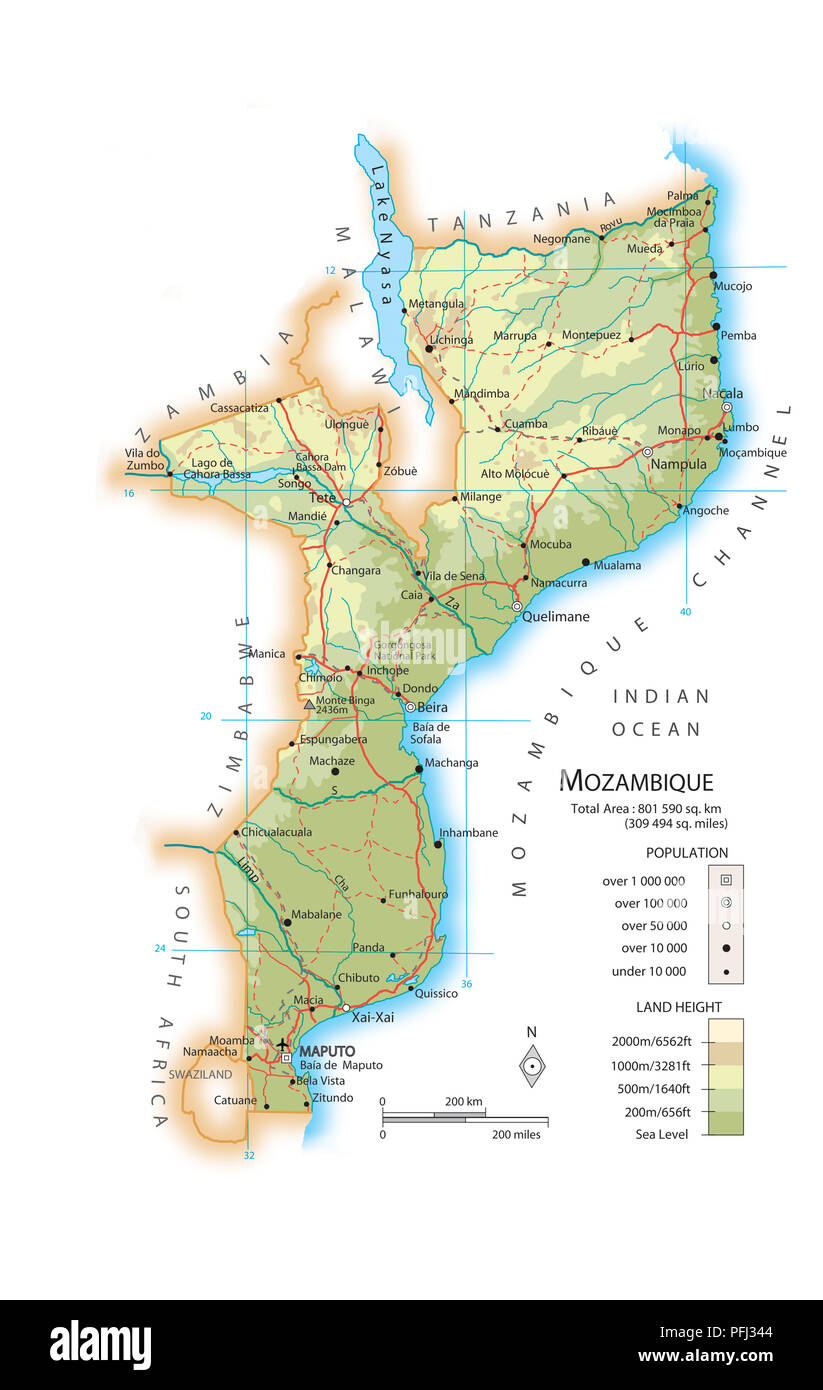 Carte de Mozambique Banque D'Images