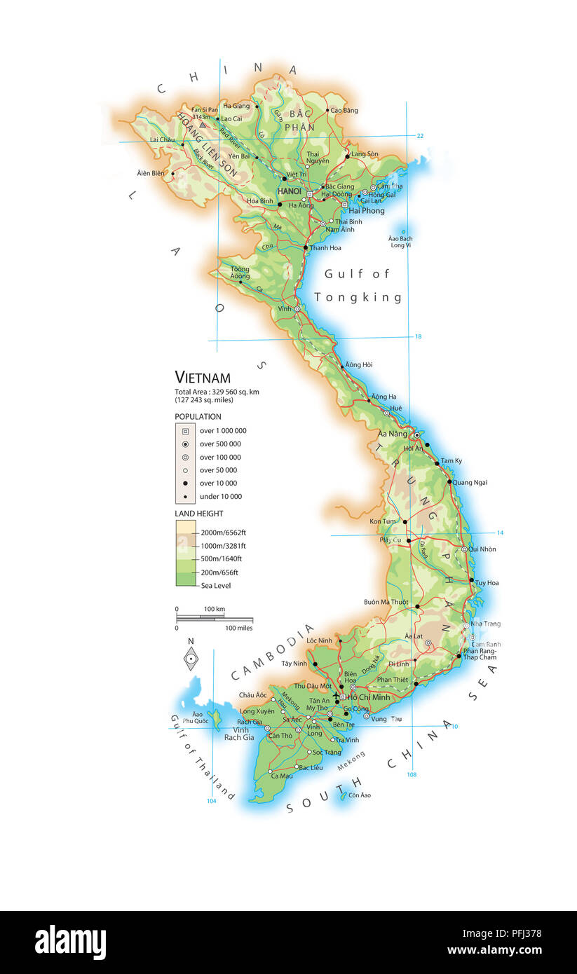 Carte du Vietnam Banque D'Images