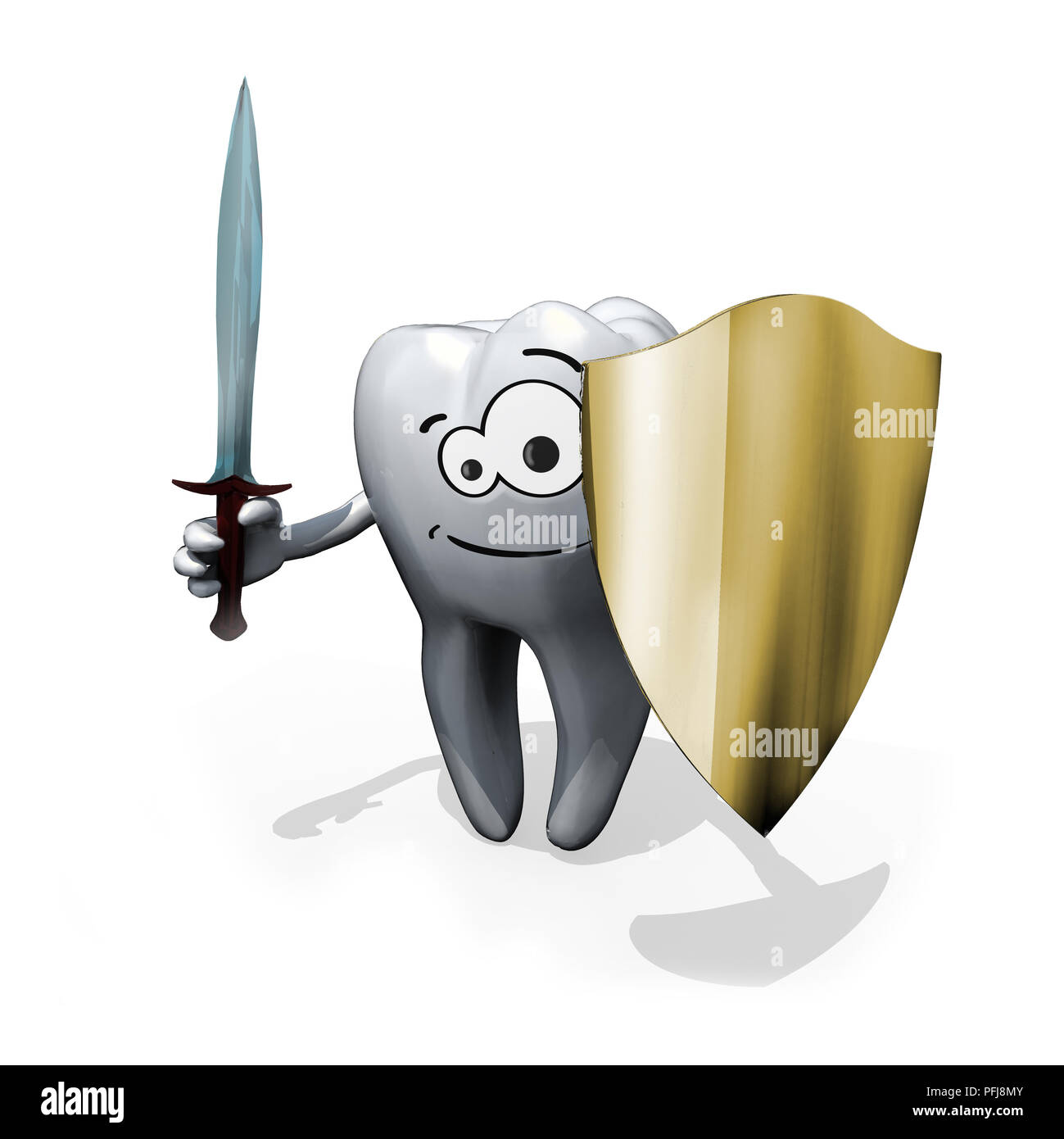 Dent avec épée et bouclier, 3d illustration Banque D'Images
