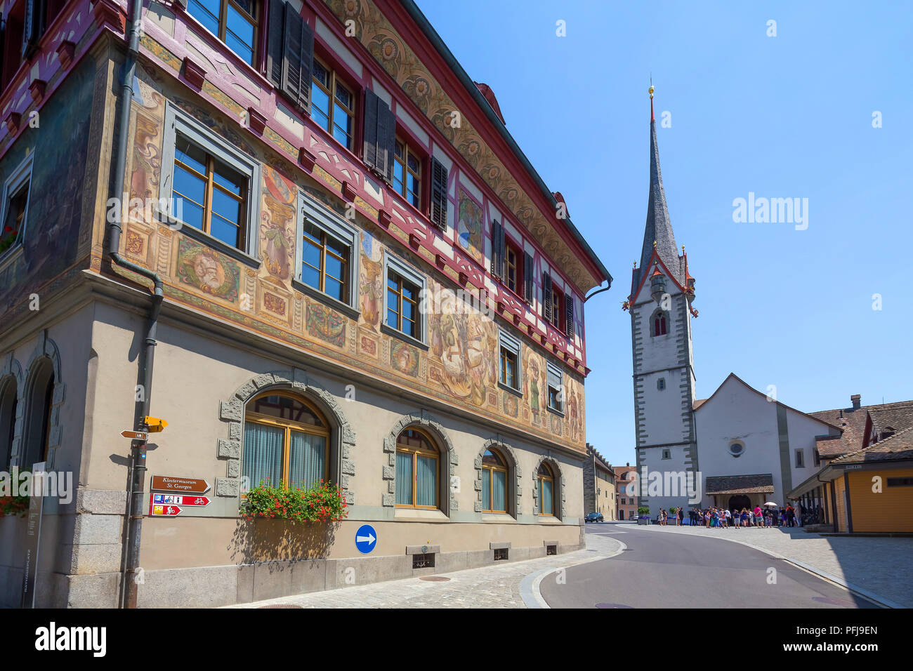 Hôtel de ville de la place du marché pittoresque à Stein am Rhein, Suisse. Banque D'Images