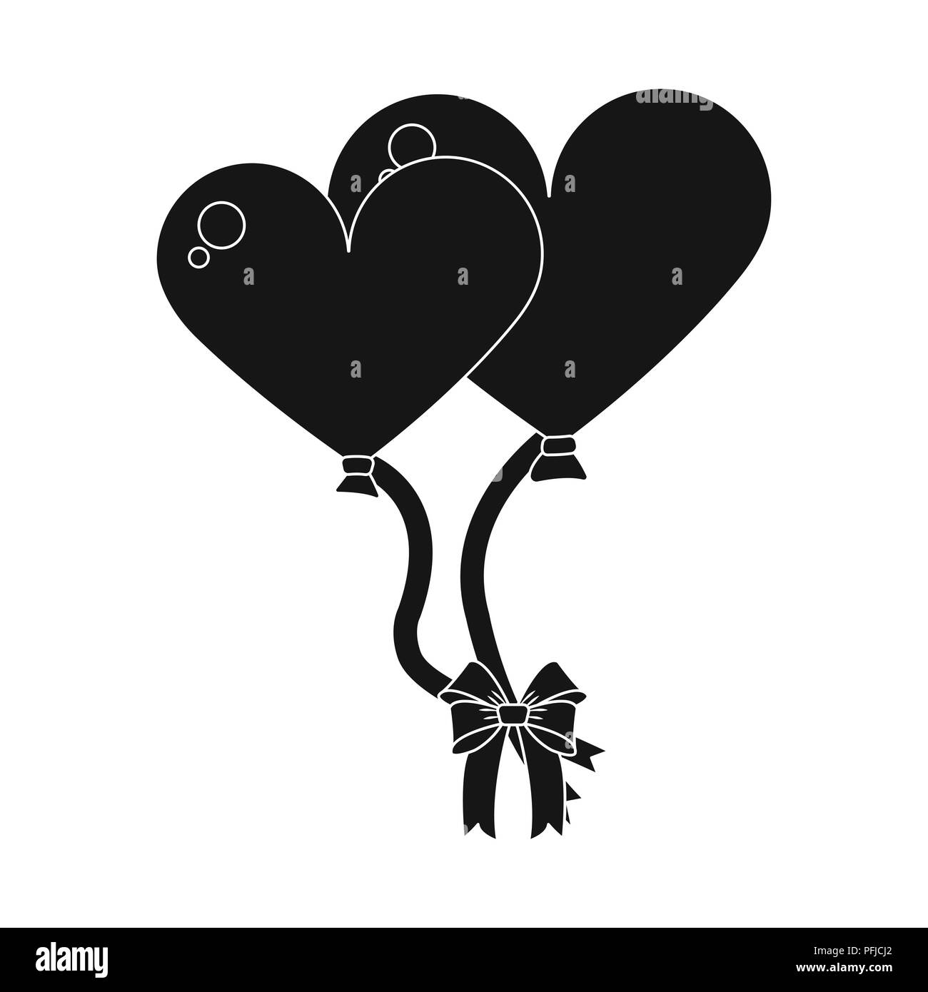 Inable grandes boules de la mariée et le marié pour un mariage dans la forme des coeurs.Wedding simple icône dans black style vector illustration web stock symbol. Illustration de Vecteur