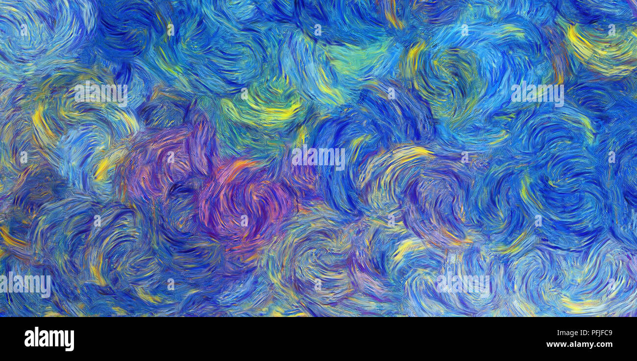 L'impressionnisme l'art de mur imprimer. Le style de Vincent Van Gogh peinture à l'huile. En cas de turbulence. Art du surréalisme. Résumé Contexte artistique. Du vrai coup de pinceau Banque D'Images