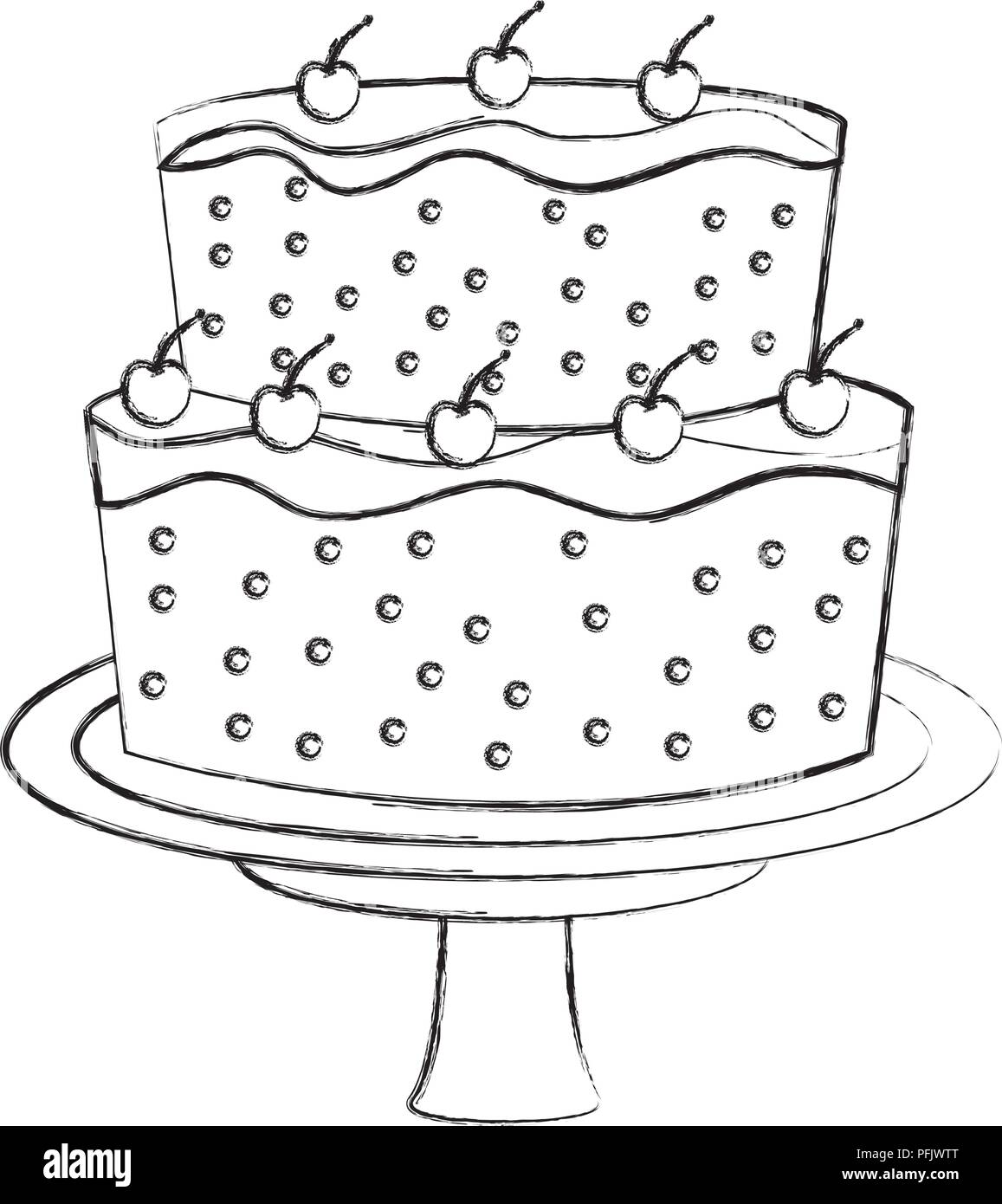 Fruits glacés gâteau de bonbons nourriture crème dessin à la main Illustration de Vecteur