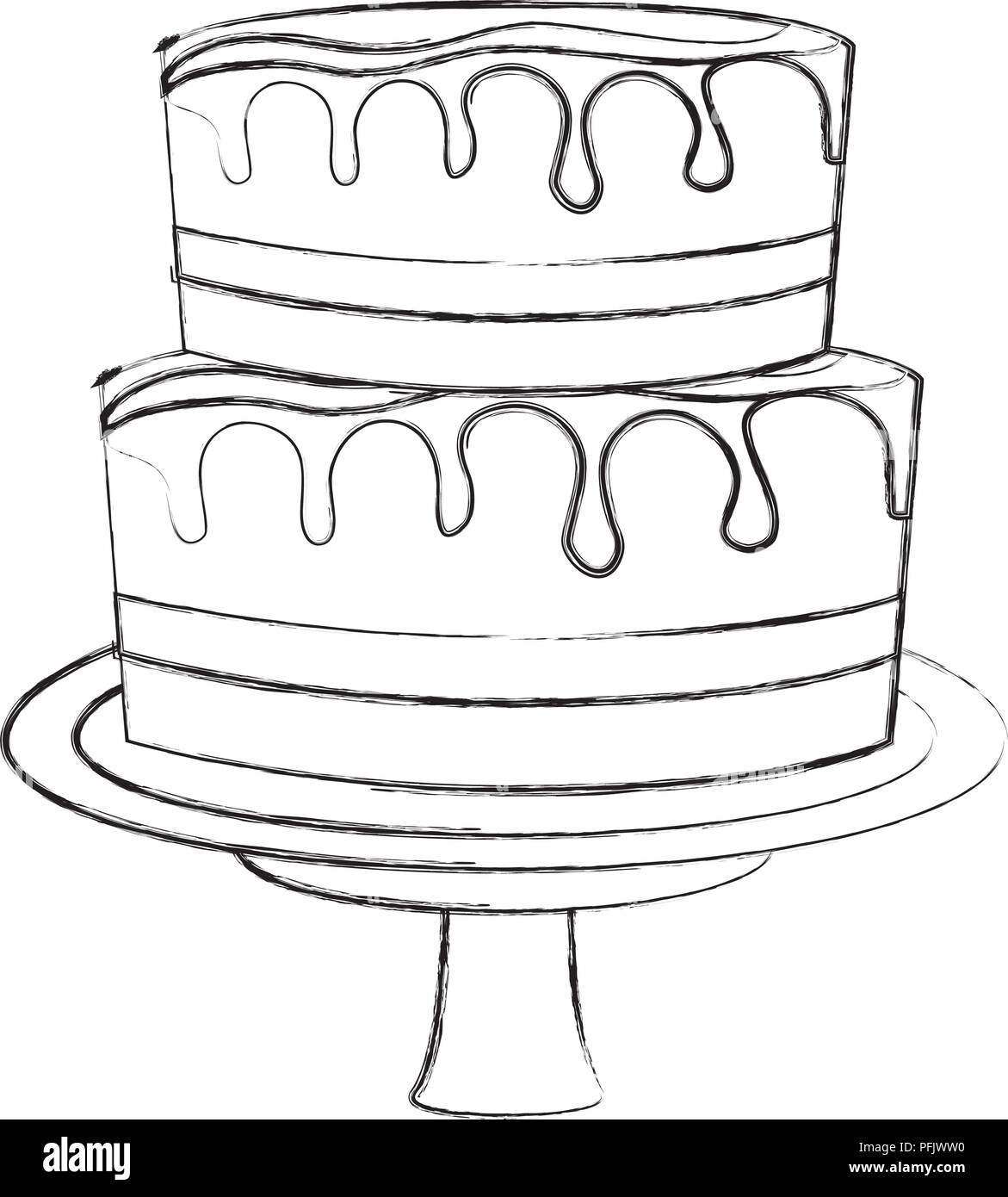 Gâteau sucré à la crème glacé dessin à la main des aliments Illustration de Vecteur