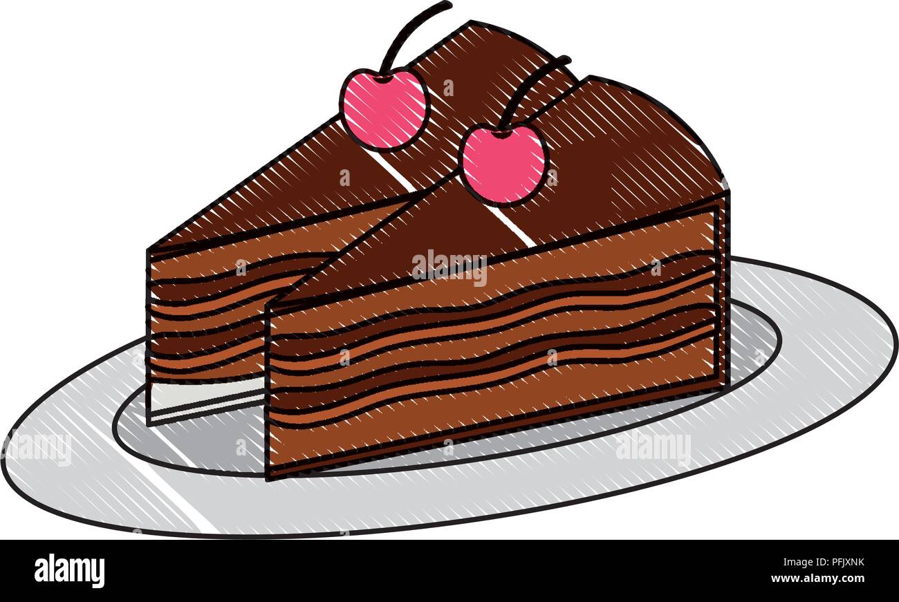 De Delicieux Morceaux De Fruits Gateau Aux Cerises Plat Sur La Couleur De Dessin Image Vectorielle Stock Alamy