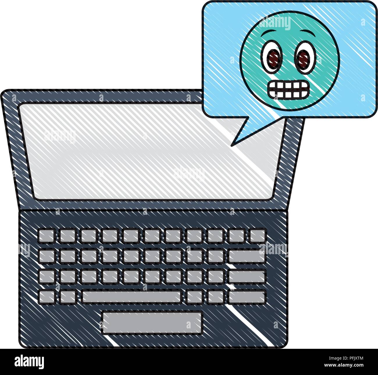 Ordinateur Portable Discours Emoji Couleur Dessin Chat Bulle Image Vectorielle Stock Alamy