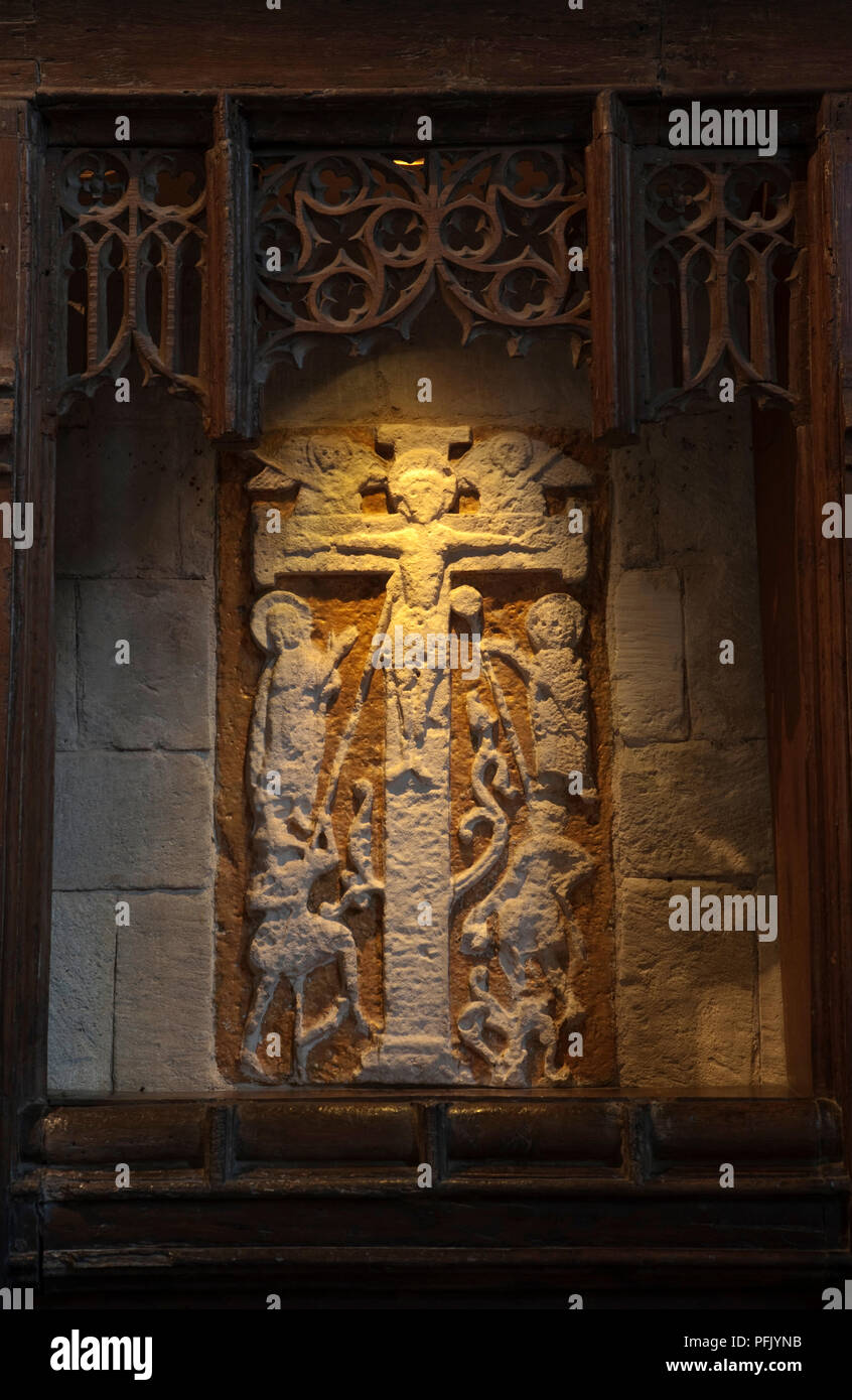 La Grande-Bretagne, l'Angleterre, dans le Hampshire, Romsey, Abbaye de Romsey, St Anne's Chapel, Saxon crucifix datant du 10e siècle, close-up Banque D'Images