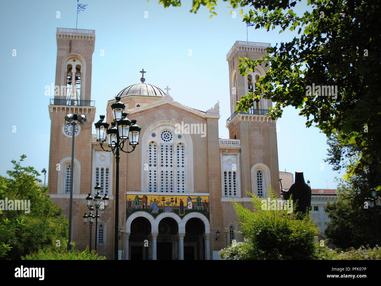 Christian principale cathédrale orthodoxe Métropolitaine de l'ensemble de la Grèce à Athènes Banque D'Images